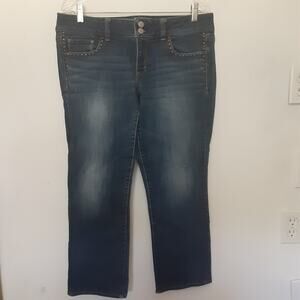 American Eagle Womens Jeans Sz 12 Reg Artist Stretch Low Rise Distressed Cropped